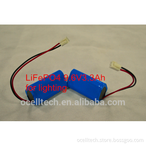 LiFePO4 battery 9.6V3.3Ah for solar light
